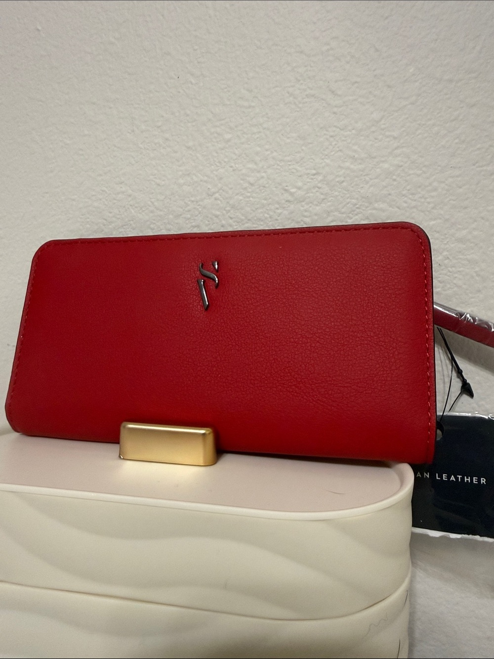Simply Vera Vera Wang Red Zip-Around Wallet with Gold Accent